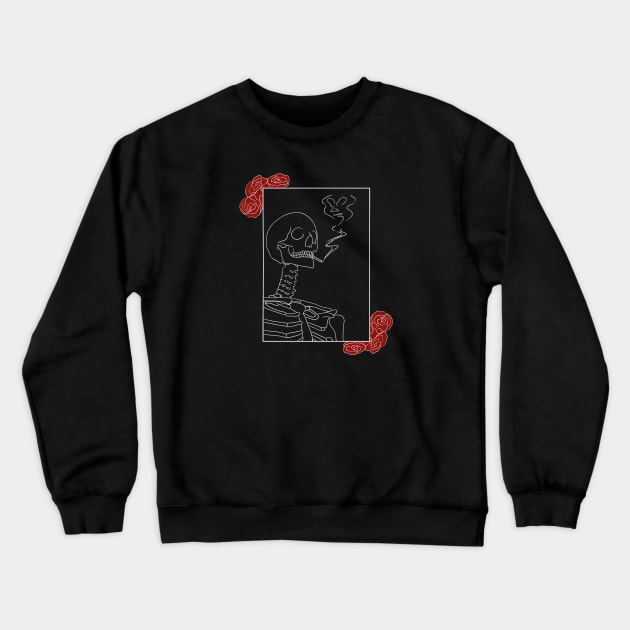 Smoking Skeleton With Roses | Death Crewneck Sweatshirt by Incubuss Fashion